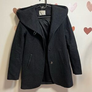 Soia & Kao XS wool hooded coat heathered black in like new condition
